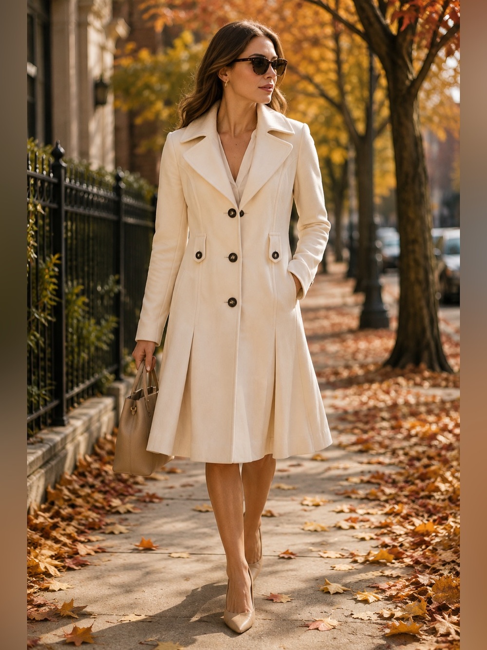 DKNY Donna Karan New York Ivory Wool Blend Long Coat Women’s Size 8